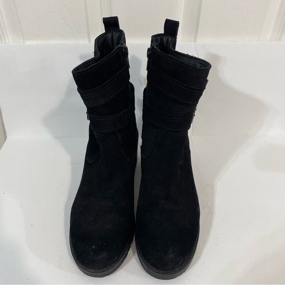 Vintage Foundry Charmine Black Suede Buckle Moto Goth Leather Ankle Boots Size 7 - Picture 9 of 12